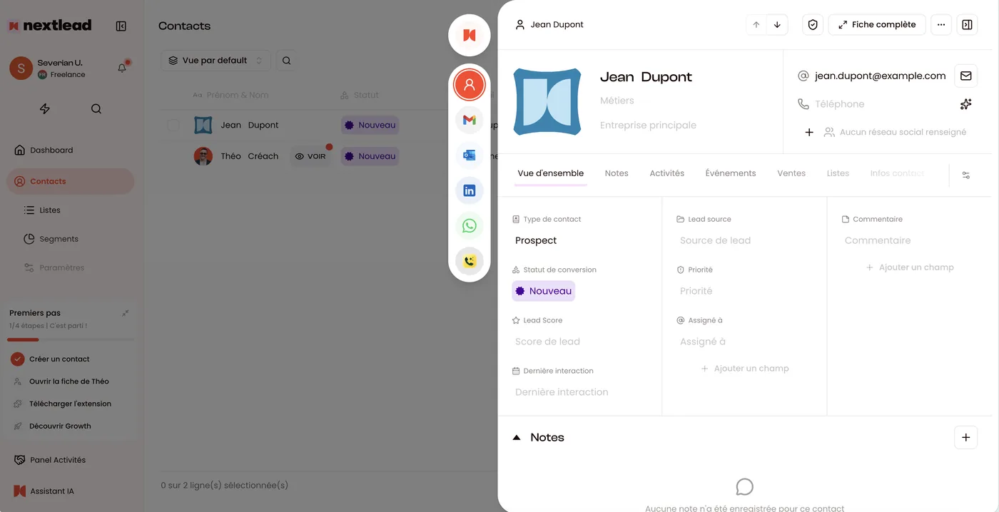 Fiche contact NextLead